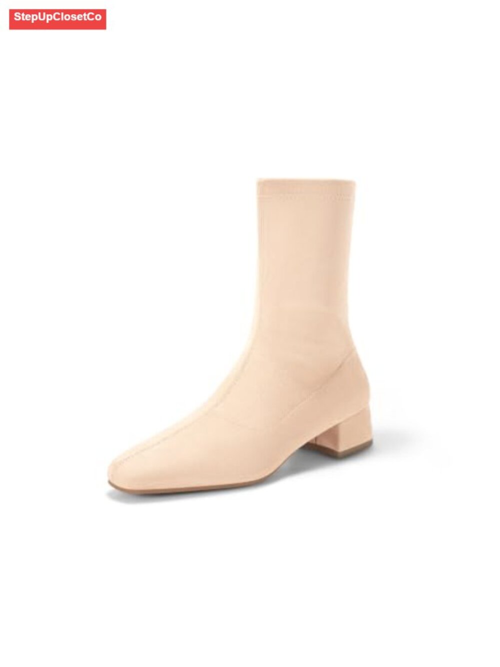 Women's Faux Suede Ankle Booties - Square Toe Low Chunky Heel Side Zipper